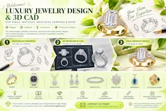 make 3d cad jewelry designs for luxury rings, watches, earrings,brooch,necklaces