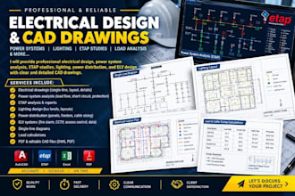 do electrical design, power system analysis, etap, lighting and elv drawings
