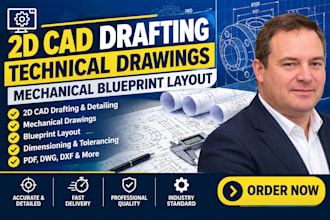 2d cad drafting, technical drawings, mechanical blueprint layout