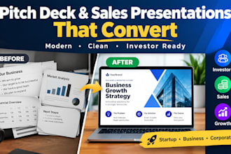 design pitch deck, sales presentation  and modern presentation templates