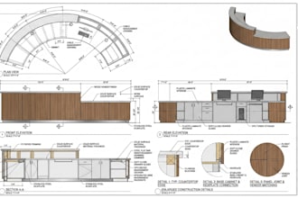 create office, hotel, restaurant reception desk and counter millwork drawing