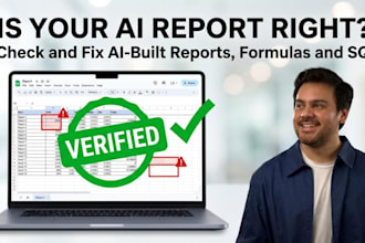 check and fix the formulas, sql and reports your ai tools created