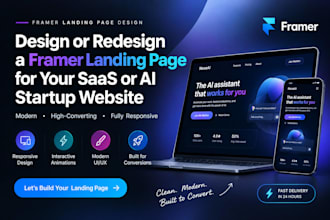 design or redesign a framer landing page for your saas or ai startup website