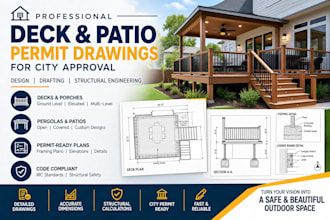 design deck plans and patio permit drawings for city approval