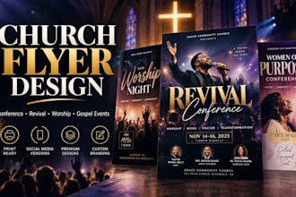 design church flyer conference revival worship gospel event ministry poster arts