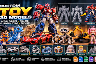design custom toy 3d models, action figures, toy cad and 3d printable toy design
