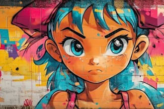 create custom anime mural, anime wall art and manga wall painting