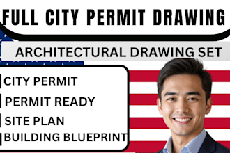 draw city permit plans, civil structural blueprint and permit drawing correction