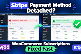 fix stripe payment method detached error in woocommerce subscription  wordpress