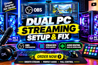 setup and fix dual PC streaming with obs, stream deck and fix audio routing
