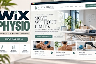 design wix chiropractor website, physiotherapy clinic, rehab and online booking