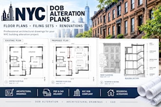 draw nyc dob alteration plans floor plan permit ready filing set