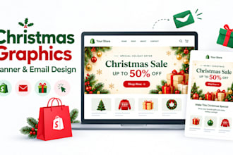design christmas banners, pupups, and email graphic for your shopify store