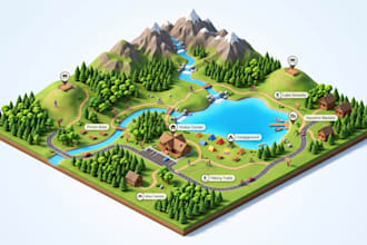 create 3d park maps, tourist maps, recreation maps and landscape model