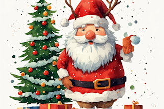 design a custom flat style christmas illustration