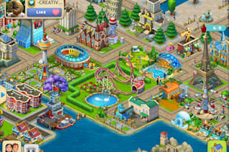 design custom theme park map, amusement park, attraction map and visitor guide