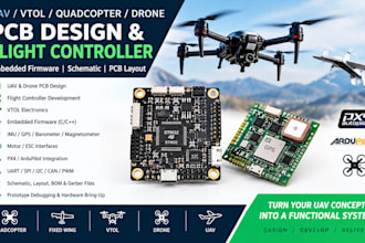 design uav, vtol, quadcopter, drone pcb, flight controller and embedded firmware