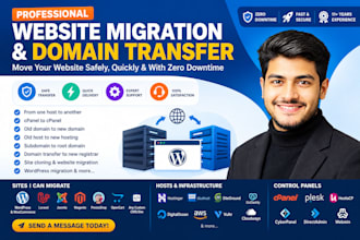 do website migration and domain transfer for wordpress, lovable, or any website