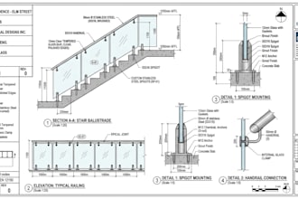 create glass railing, balustrade and handrail shop drawings