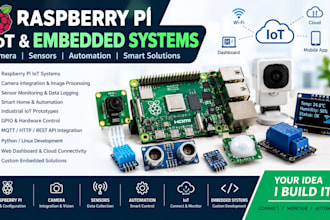 design raspberry pi iot, camera, sensors, automation and embedded systems