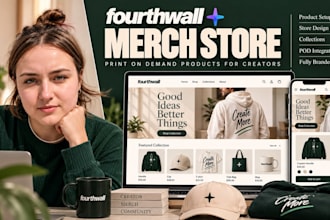 fourthwall merch store print on demand pod products creator store merch setup