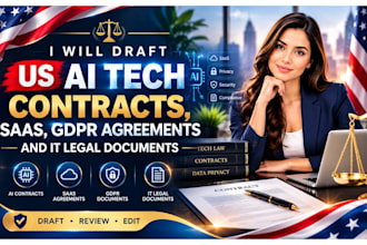 draft US ai technology contracts, saas, gdpr agreements and IT legal documents