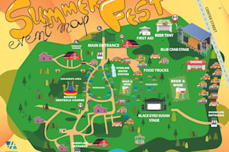draw event and festival vector map in illustrator