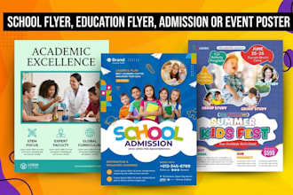 design school flyer, education flyer, admission or event poster