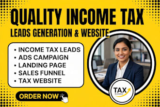 provide income tax leads, income tax landing page, tax website, finance website