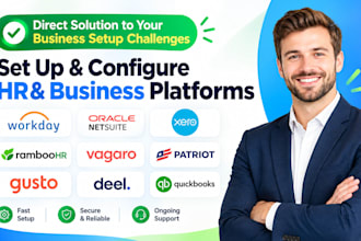 setup workday hcm netsuite xero ramboo   vagaro patriot gusto deel quickbook CRM