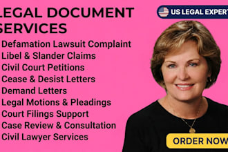 draft a defamation lawsuit complaint for libel or slander in civil court