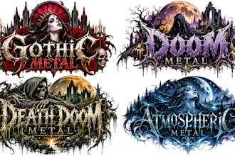 design gothic metal, doom metal, death doom and metal logo