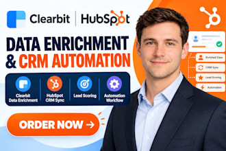 setup clearbit hubspot data enrichment CRM sync lead scoring automation workflow