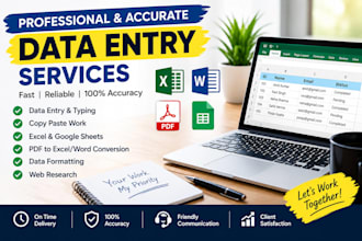 do accurate data entry, copy paste and excel work