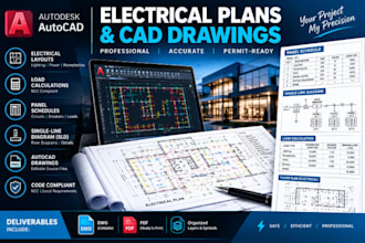 design electrical plans in autocad, load calculations and panel schedules