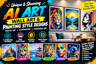 create ai art digital wall art and painting style illustrations