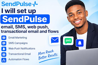 set up sendpulse email, SMS, web push, transactional email and flows