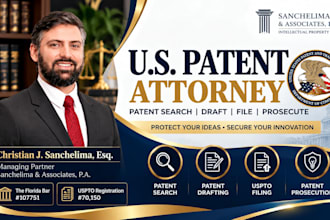 be your US patent attorney for uspto patent search filing and drafting