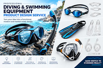 create diving mask, swimming equipment, and snorkeling product design