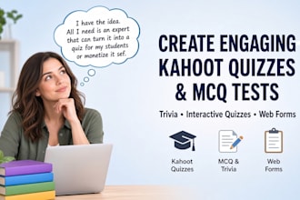 create kahoot quizzes, trivia tests, mcq quizzes, web forms and quiz creation