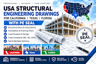 do USA structural engineering drawings for california texas florida pe