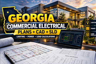 design georgia commercial electrical plan, cad drawing, sld and load calculation