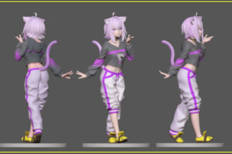 create vrchat avatar, 3d vtuber model, vrc character, game ready vrc avatar