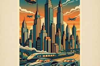 design modern retro vintage travel posters for art deco