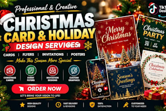 design christmas card, holiday flyer, invitation and festive graphic design
