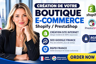 creation site internet e commerce boutique shopify prestashop etsy woo commerce