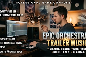 compose epic orchestral trailer music for visual novel and unity game