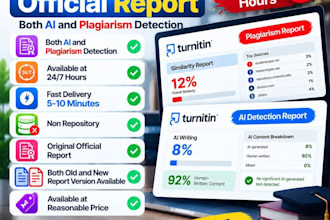 deliver you plagiarism report and ai detection report