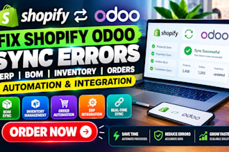 fix shopify odoo sync errors, erp bom inventory and order automation integration