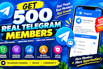 get 500 real telegram members for your channel